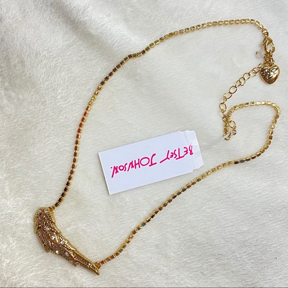 Betsey Johnson Angel Wing Rhinestone Necklace - Picture 4 of 7